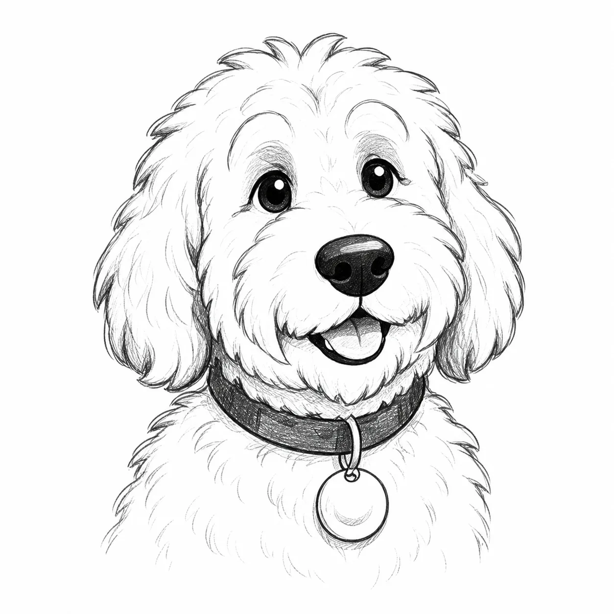 Sketch portrait of Theo B., the Off Leash Marketer dog