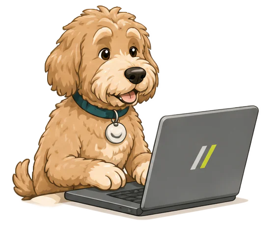 Theo working at a laptop